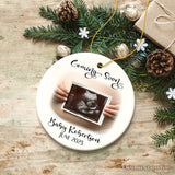 Baby Coming Soon Pregnant Mother Custom Photo Ornament, Personalized Pregnancy Announcement Sonogram Gift