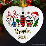 Personalized Bartender Buffalo Plaid Leopard Merry Christmas Ornament Gift