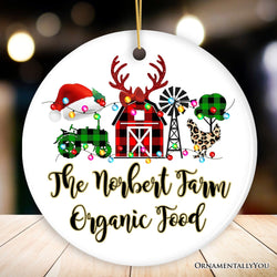 Personalized Farm Buffalo Plaid Leopard Merry Christmas Ornament, Farmhouse Gift