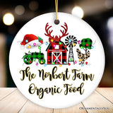 Personalized Farm Buffalo Plaid Leopard Merry Christmas Ornament, Farmhouse Gift