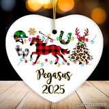Personalized Horse Buffalo Plaid Leopard Merry Christmas Ornament, Equestrian Gift