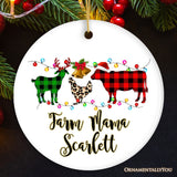 Personalized Farm Animal Buffalo Plaid Leopard Merry Christmas Ornament, Farmhouse Gift