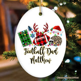 Personalized Football Buffalo Plaid Leopard Merry Christmas Ornament, Team and Coaches Gift