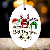 Personalized Dog Buffalo Plaid Leopard Merry Christmas Ornament, Dog Mom Gift