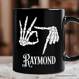 67 Skeleton Hands Personalized Mug, Six Seven Funny Meme Gift with Custom Name