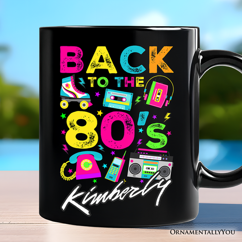 Back To The 80s Personalized Mug, Colorful Retro Eighties Party Gift with Custom Name