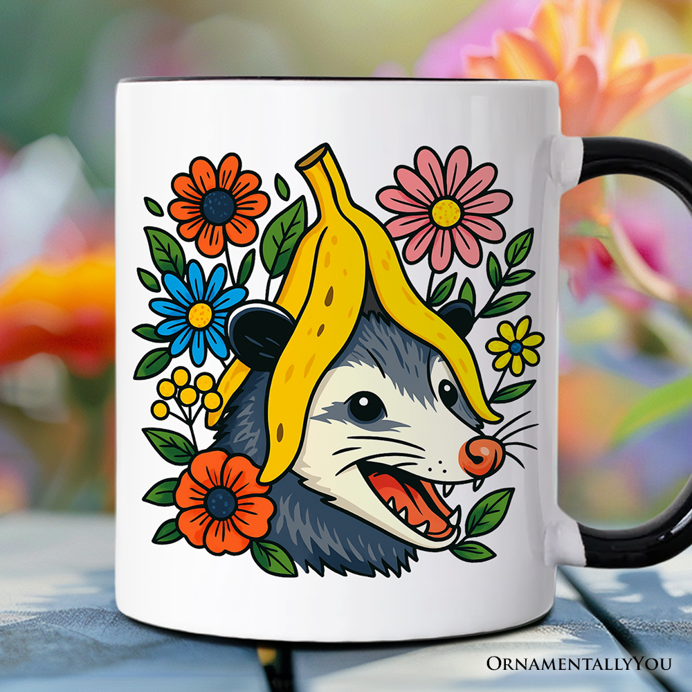 Banana Possum Floral Mug, Funny Animal Gift
