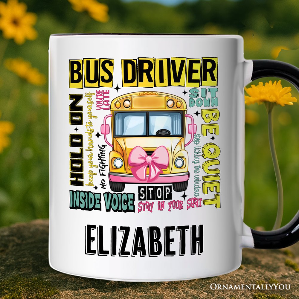 School Bus Driver Personalized Mug, Funny Back to School Occupation Gift with Custom Name