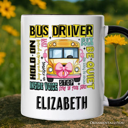 School Bus Driver Personalized Mug, Funny Back to School Occupation Gift with Custom Name