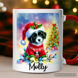 Whimsical Border Collie Puppy Personalized Mug, Adorable Holiday Gift with Custom Name