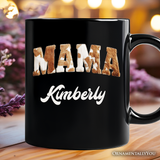 Cow Print Mama Western Personalized Mug, Faux Cowhide Mom Gift with Custom Name
