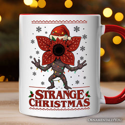 Strange Christmas Retro Personalized Mug, Demon Plant Gift for Horror Lovers with Custom Name