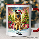 Winter Wonderland German Shepherd Personalized Mug, Cozy Christmas Gift with Custom Name