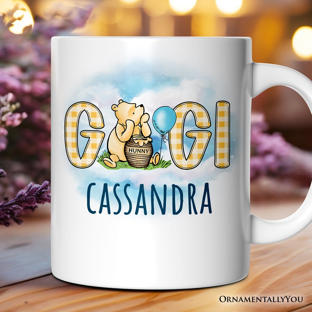 Gingham Gigi Winnie-the-Pooh Personalized Mug, 1926 A.A. Milne Grandma Family Gift with Custom Name