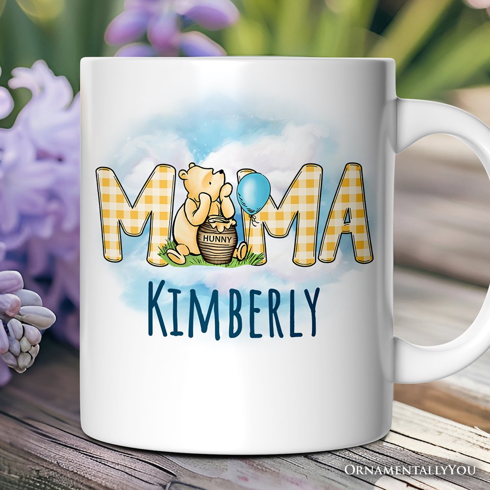 Gingham Mama Winnie-the-Pooh Personalized Mug, 1926 A.A. Milne Mother Family Gift with Custom Name