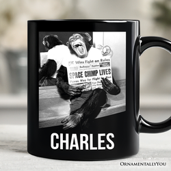 Ham The Space Chimp Personalized Mug, Historic NASA Monkey Retro Science Gift with Custom Name