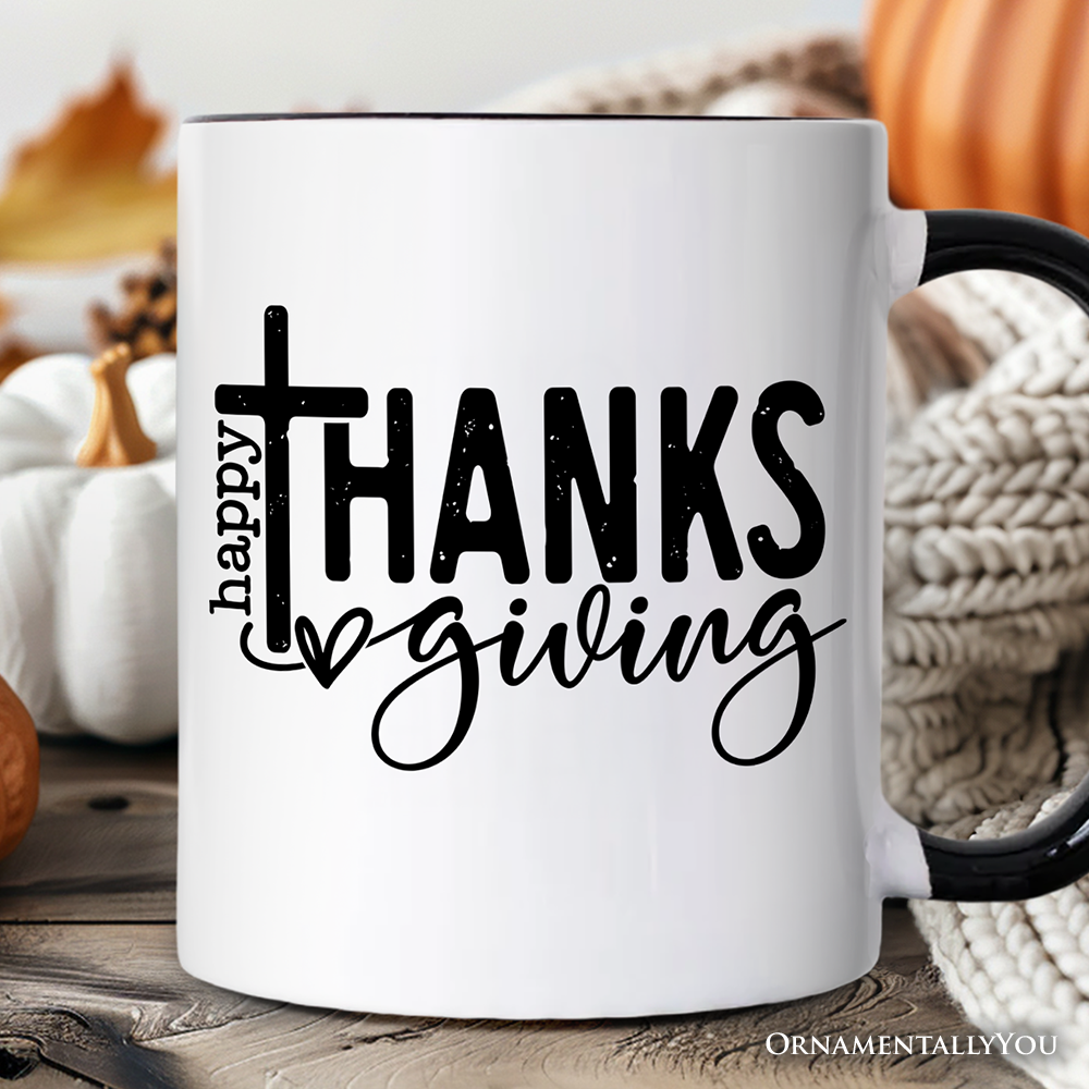 Happy Thanksgiving Mug, Christian Religious Fall Gift