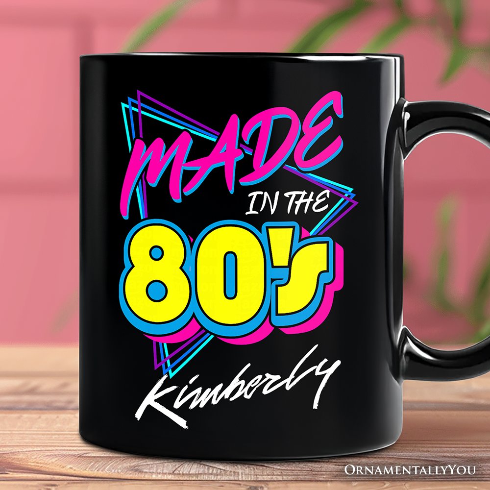 Made In The 80s Personalized Mug, Neon Retro Eighties Kid Gift with Custom Name