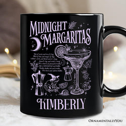 Midnight Margaritas Halloween Personalized Mug, Whimsical Gift for Drinking Witches with Custom Name