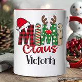Mimi Claus Retro Christmas Personalized Mug, Matching Family Holiday Gift with Custom Name