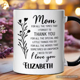 Thank You Mom Personalized Mug, Minimalist Mama Gift with Custom Name