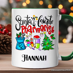 Santa’s Favorite Pharmacist Christmas Personalized Mug, Pharmacy Appreciation Gift with Custom Name