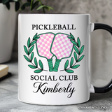 Pickleball Social Club Personalized Mug, Cute Retro Girly Sporty Gift with Custom Name