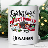 Santa’s Favorite Project Manager Personalized Mug, Business Team Coordinator Gift with Custom Name