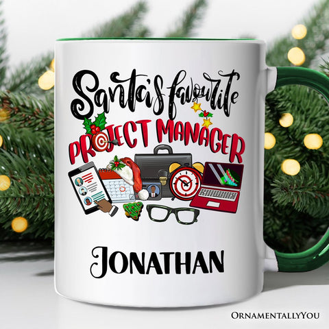 Santa’s Favorite Project Manager Personalized Mug, Business Team Coordinator Gift with Custom Name