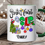 Santa’s Favorite SLP Christmas Personalized Mug, Gift for Speech Therapist and Language Pathologist with Custom Name