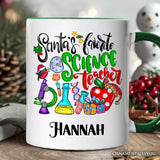 Santa’s Favorite Science Teacher Christmas Personalized Mug, Chemistry, Physics and Biology Gift with Custom Name