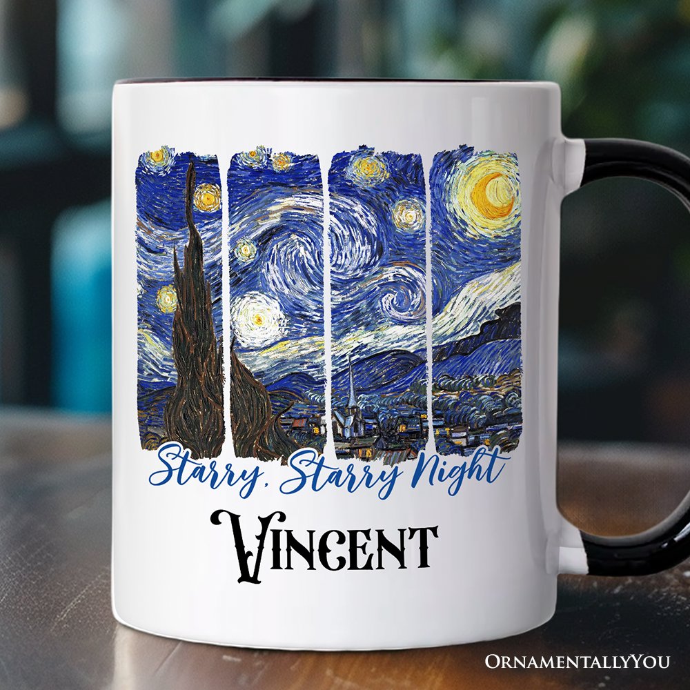 Vincent Van Gogh The Starry Night Personalized Mug, Famous Painting Gift with Custom Name