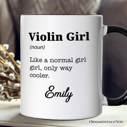 Violin Girl Definition Personalized Mug, Fun Musician Gift for Cool Violinists with Custom Name