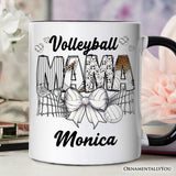 Volleyball Mama Coquette Bow Personalized Mug, Sport Mom Life Gift with Custom Name