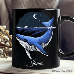 Moonlit Whale Vintage Personalized Mug, Night Ocean Retro Gift with Custom Name