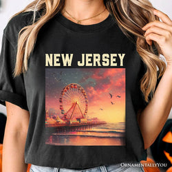 Vibrant The Wheel New Jersey State T-Shirt, Atlantic City Shore Tee and East Coast Souvenir