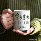 Minimalist Plant Mom Personalized Mug, Custom Gift with Name for Plant Lovers