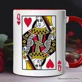 Queen of Hearts Card Personalized Mug, Classic Retro Love Valentine Gift with Custom Name