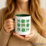 Coquette Clover Bows St Patrick’s Day Personalized Mug, Green Irish Lucky Shamrock Gift with Custom Name