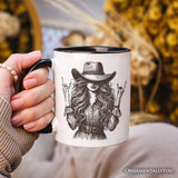 Western Cowgirl Rocker Personalized Mug, Country Rodeo Style Gift with Custom Name