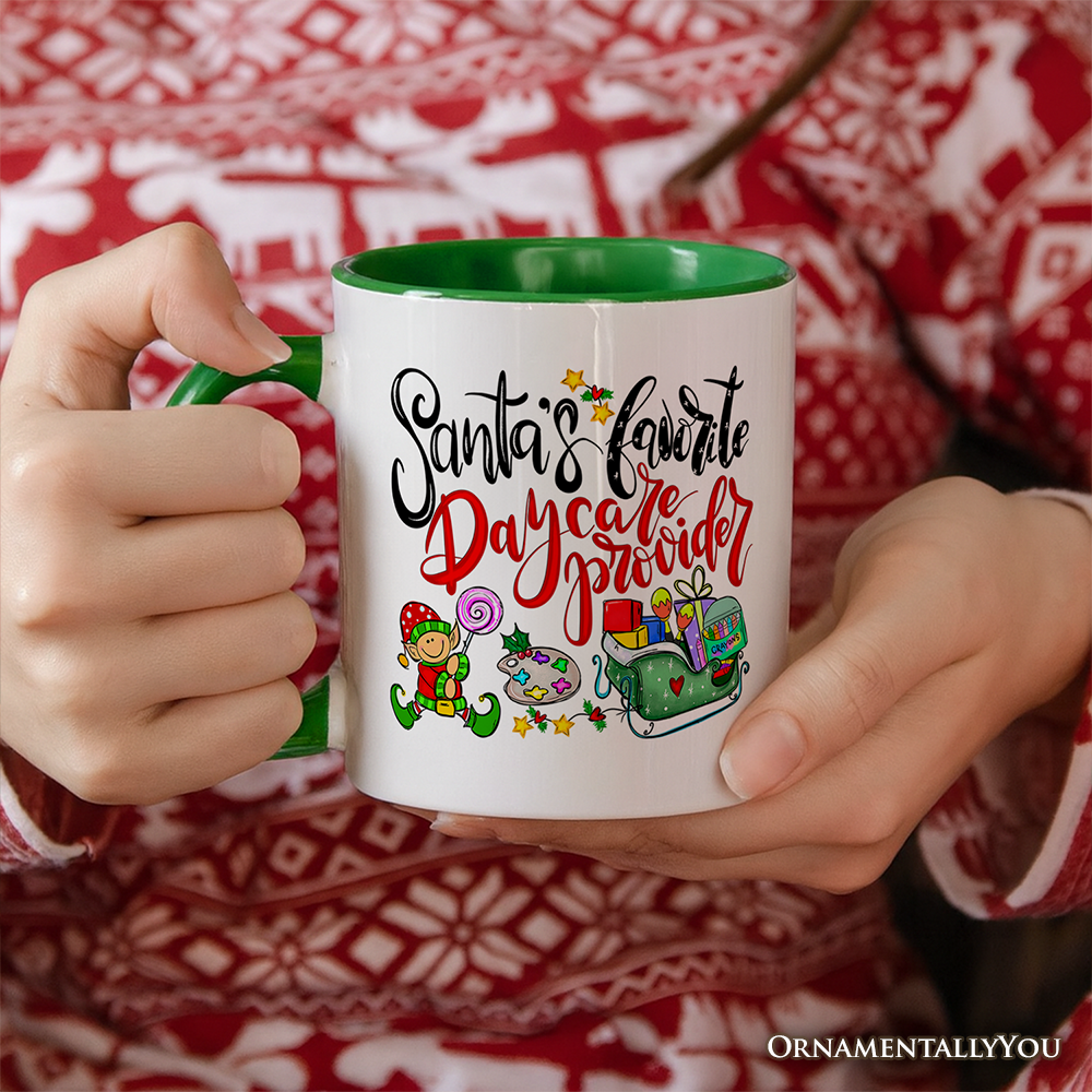 Santa's Favorite Daycare Provider Personalized Mug, Teacher Appreciation Gift with Custom Name