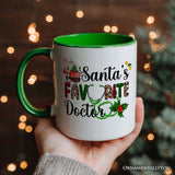Santa’s Favorite Doctor Christmas Personalized Mug, Appreciation Gift for Medical Worker with Custom Name