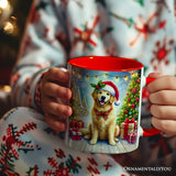 Majestic Golden Retriever with Santa Hat Personalized Mug, Delightful Christmas Gift with Custom Name