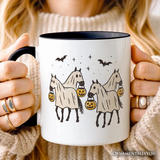Retro Halloween Horse Ghosts Personalized Mug, Cute Western Gift with Spooky Vibes and Custom Name