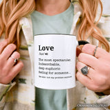 Love: Not My Problem Anymore Definition Personalized Mug, Sarcastic Gift for Exes with Custom Name
