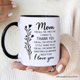 Thank You Mom Personalized Mug, Minimalist Mama Gift with Custom Name