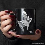 Eccentric Gothic Smoking Nun Personalized Mug, Unique Halloween Gift with Custom Name
