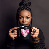 Patchwork Pink Heart Valentine Personalized Mug, Love Retro Coquette Gift with Custom Name