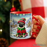 Santa's Little Helper Pug Elf Personalized Mug, Whimsical Canine Christmas Gift with Custom Name