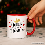Queen of Hearts Crown Personalized Mug, Royal Retro Valentine Gift with Custom Name